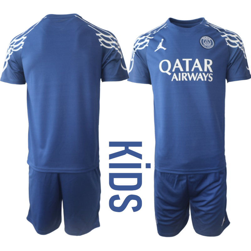 Youth 2025-2026 Club Paris St German away Blue Blank Soccer Jersey